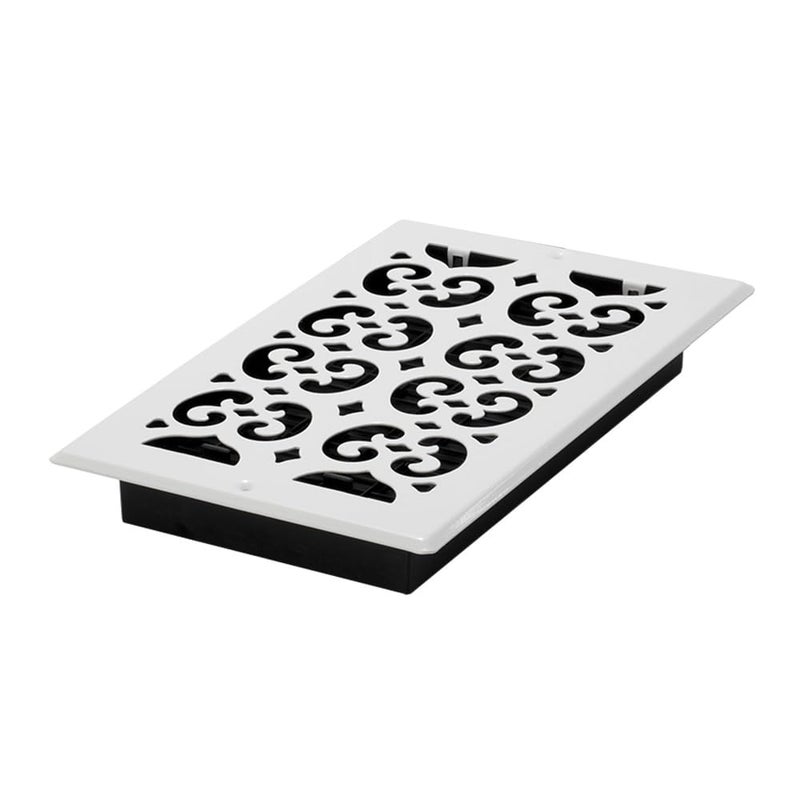 Decor Grates S610W-WH Scroll Design Wall/Ceiling Register, 6x10, White - Image 1