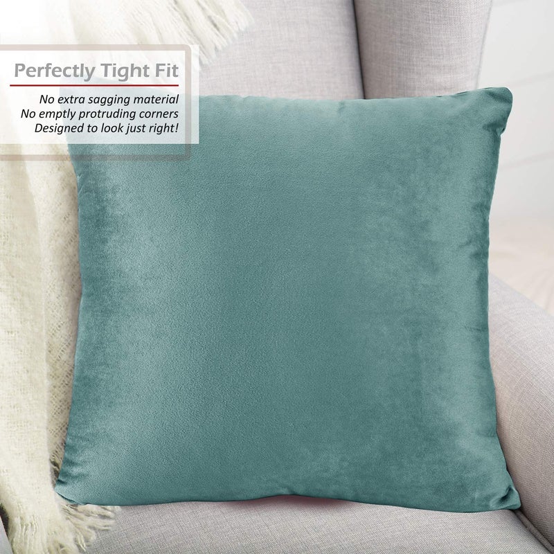 Nestl Throw Pillow Covers  Cozy Velvet Decorative Outdoor Pillow Covers 20X20 Inches  Soft Solid Cushion Covers for Sofa  Bed and Car  Set of 4 - Teal - Image 4