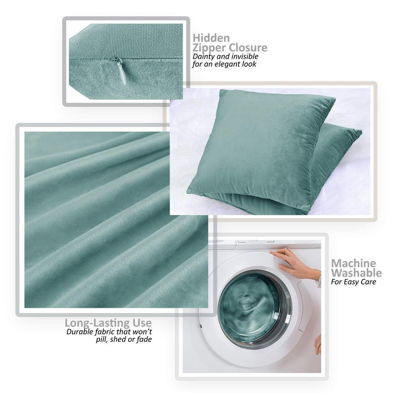 Nestl Throw Pillow Covers  Cozy Velvet Decorative Outdoor Pillow Covers 20X20 Inches  Soft Solid Cushion Covers for Sofa  Bed and Car  Set of 4 - Teal - Image 3
