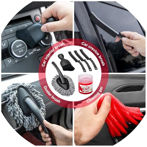 GPUSFAK 45Pcs Car Wash Cleaning Kit with High Power Handheld Vacuum Windshield Cleaning Tool with Side Mirror Squeegee Detailing Brushes Tire Brush Towels Complete Detailing Set for Car - Image 5