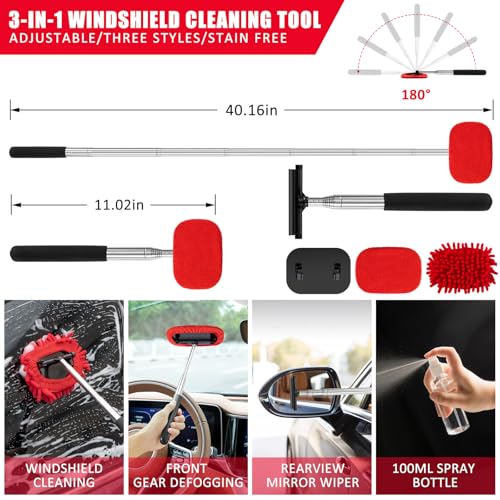 GPUSFAK 45Pcs Car Wash Cleaning Kit with High Power Handheld Vacuum Windshield Cleaning Tool with Side Mirror Squeegee Detailing Brushes Tire Brush Towels Complete Detailing Set for Car - Image 2