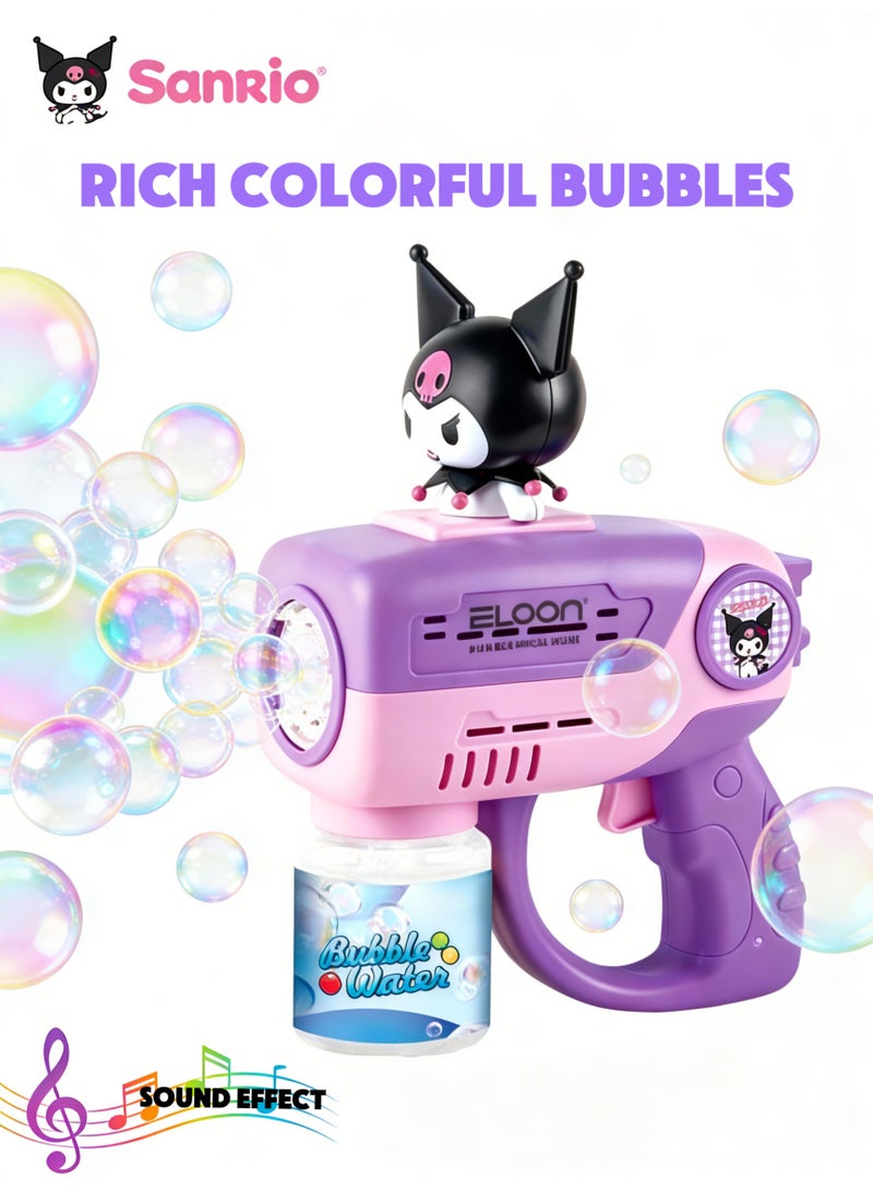 سانريو مسدسات فقاعات سانريو كورومي، صانعات فقاعات مع ضوء وموسيقى، هدايا للأطفال من عمر 3 إلى 8 سنوات، آلة فقاعات أوتوماتيكية، لعبة صيفية للهدايا في الهواء الطلق والداخل، وأعياد الميلاد وحفلات الزفاف - Image 1