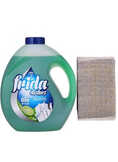 Frida Frida Dishwasing Liquid Green Lemon & Mint  4kg  + Sponge Multi color  - Image 1