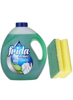 Frida Frida Dishwasing Liquid Green Lemon & Mint  4kg  + Sponge Multi color  - Image 3