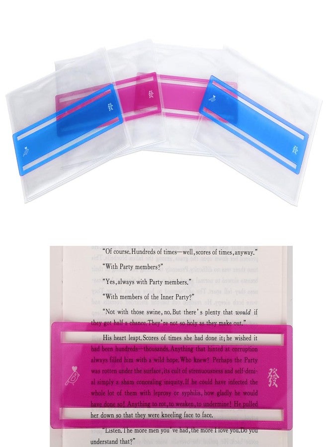 Penitue 4pcs Mahjong Card Sleeve & 4 Line Finders, Mahjong Card Sleeve Positioning Set Protector Holder Accessories Quickly Identify Winning Reader Marker for Beginners Lovers Gift (Pink & Blue) - Image 1