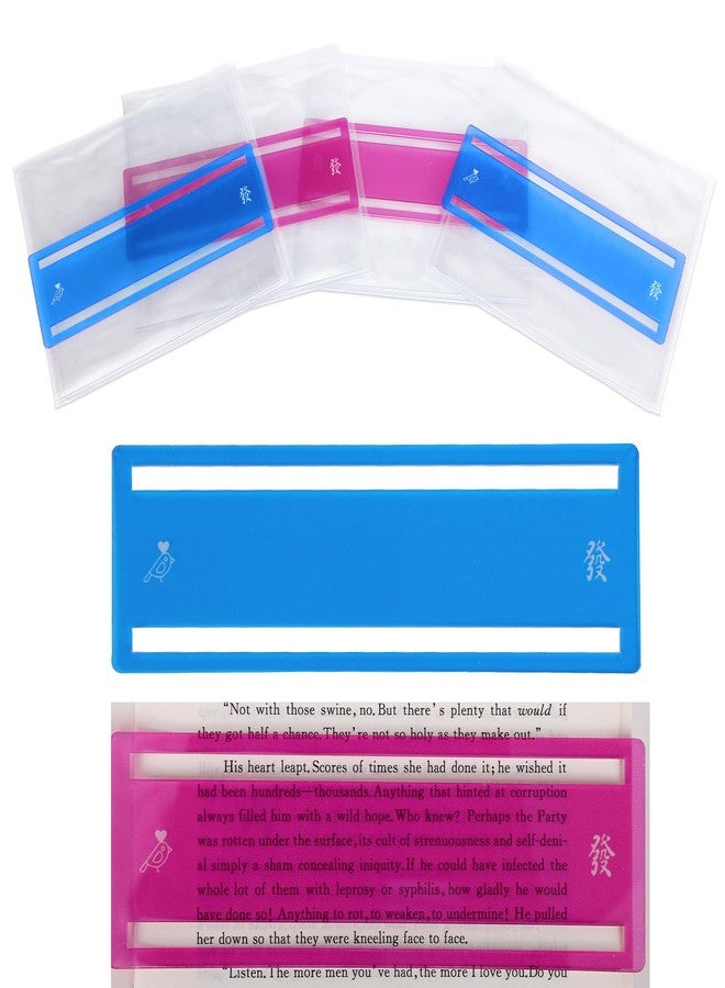 Penitue 4pcs Mahjong Card Sleeve & 4 Line Finders, Mahjong Card Sleeve Positioning Set Protector Holder Accessories Quickly Identify Winning Reader Marker for Beginners Lovers Gift (Pink & Blue) - Image 3