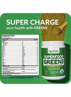 Feel Great Vitamin Co. Superfood Greens - Premium Polyphenol Blend with Over 30 Greens and Superfoods, Green Superfood Powder with Powdered Vegetables, Organic Greens & Fruits, Very Berry