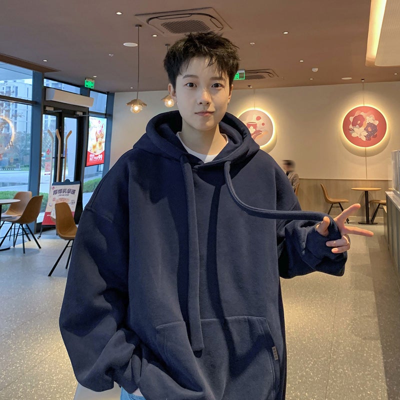 Heavyweight Hoodie 2023 New Mens Spring Autumn Japanese Trendy Coat Navy blue - Image 1