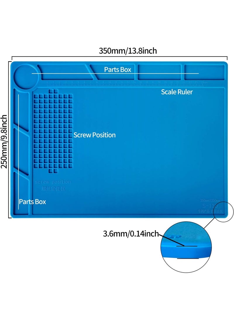 ‌S-130 Heat-Resistant Silicone Soldering Mat (13.8"×9.8") - 932°F Rated, with Scale Ruler & Screw Holders‌ - Image 5