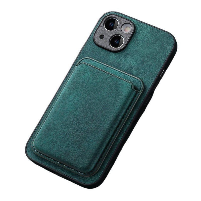 Leather Texture MagSafe Case for iPhone 16 / 16 Plus / 16 Pro / 16 Pro Max with Card Holder and Drop Protection plus Shockproof plus Strong Magnetic plus Scratch Resistant in Green - ModaStar - Image 1