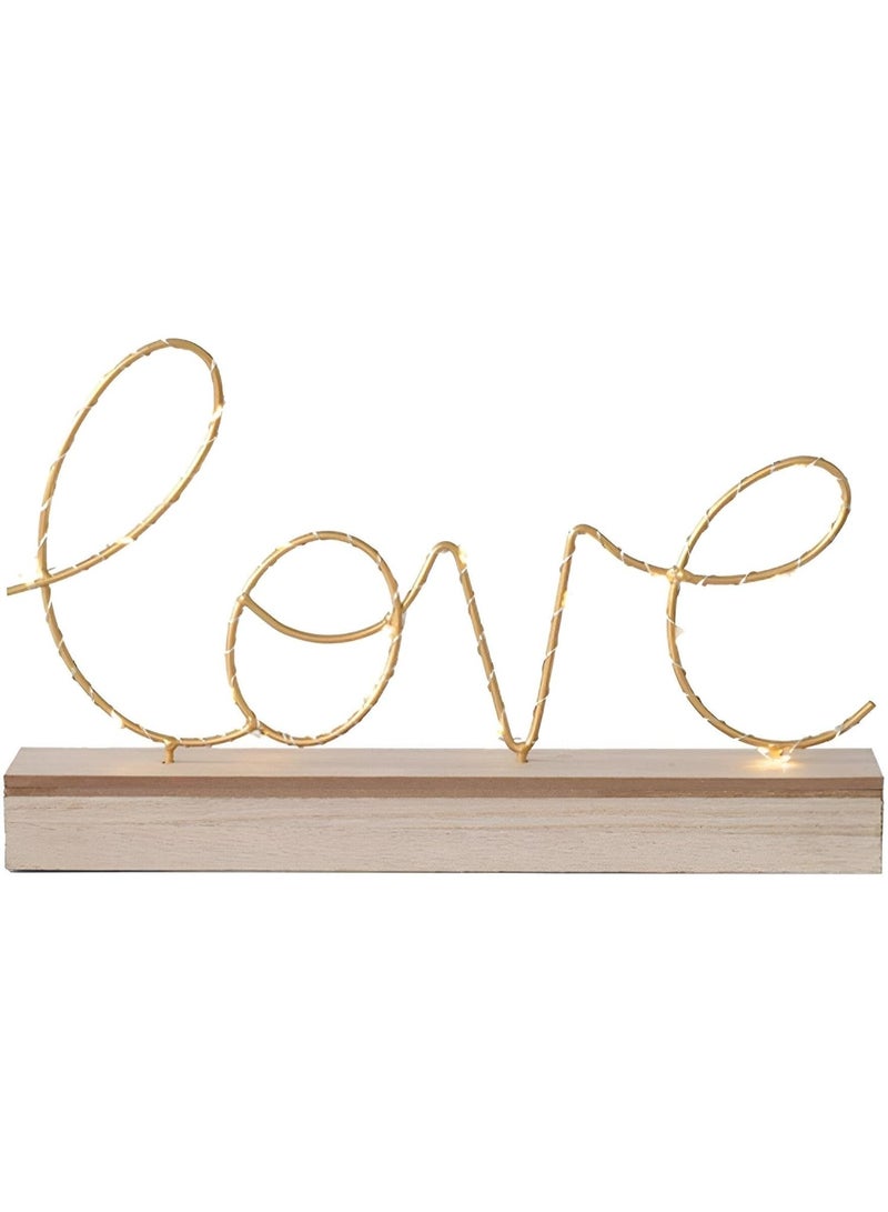 ناما مصابيح زينة مضيئة - استمتع بجمال مساحتك مع مصابيح ديكور خشبية ساحرة تعمل بالبطارية. مصابيح للديكور (الحب) - Image 1