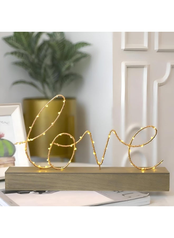 ناما مصابيح زينة مضيئة - استمتع بجمال مساحتك مع مصابيح ديكور خشبية ساحرة تعمل بالبطارية. مصابيح للديكور (الحب) - Image 4