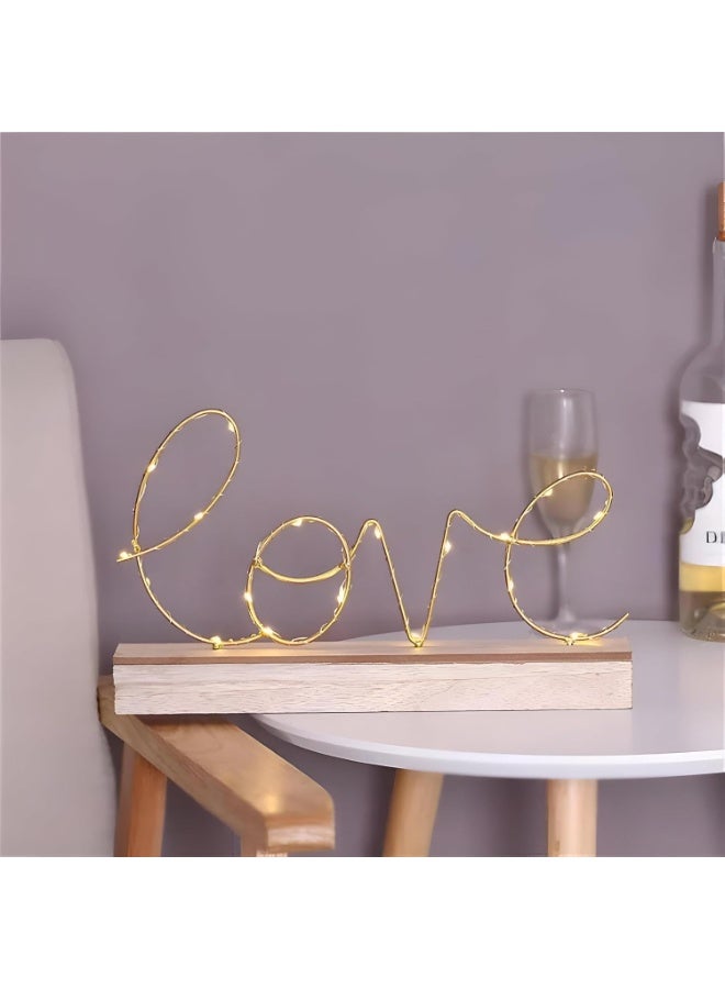 ناما مصابيح زينة مضيئة - استمتع بجمال مساحتك مع مصابيح ديكور خشبية ساحرة تعمل بالبطارية. مصابيح للديكور (الحب) - Image 3