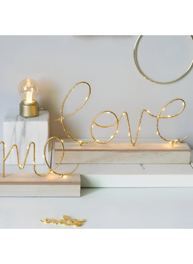 ناما مصابيح زينة مضيئة - استمتع بجمال مساحتك مع مصابيح ديكور خشبية ساحرة تعمل بالبطارية. مصابيح للديكور (الحب) - Image 2