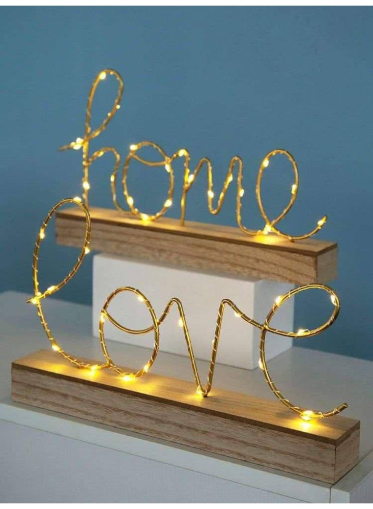 ناما مصابيح زينة مضيئة - استمتع بجمال مساحتك مع مصابيح ديكور خشبية ساحرة تعمل بالبطارية. مصابيح للديكور (الحب) - Image 5