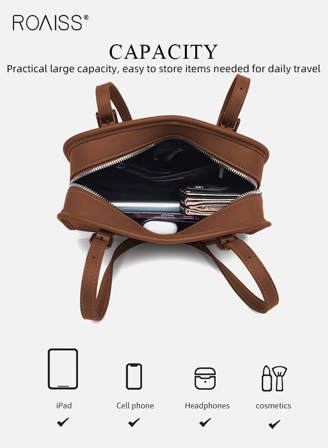 roaiss Brown Underarm Bags for Women Horizontal Square PU Material Simple Shoulder Bag Ladies Fashion Large Capacity Handbags Suitable for Daily Use Work Casual Outfit  - Image 3