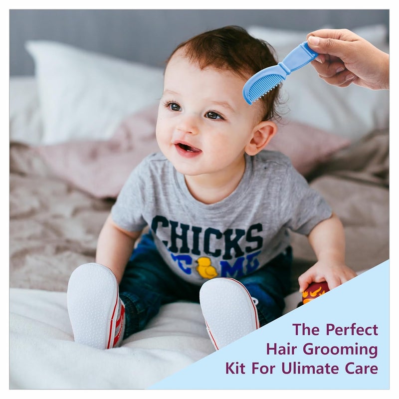 Beebaby مجموعة فرشاة ومشط بيبي بي للمواليد الجدد بشكل دائري (أزرق) - Image 5