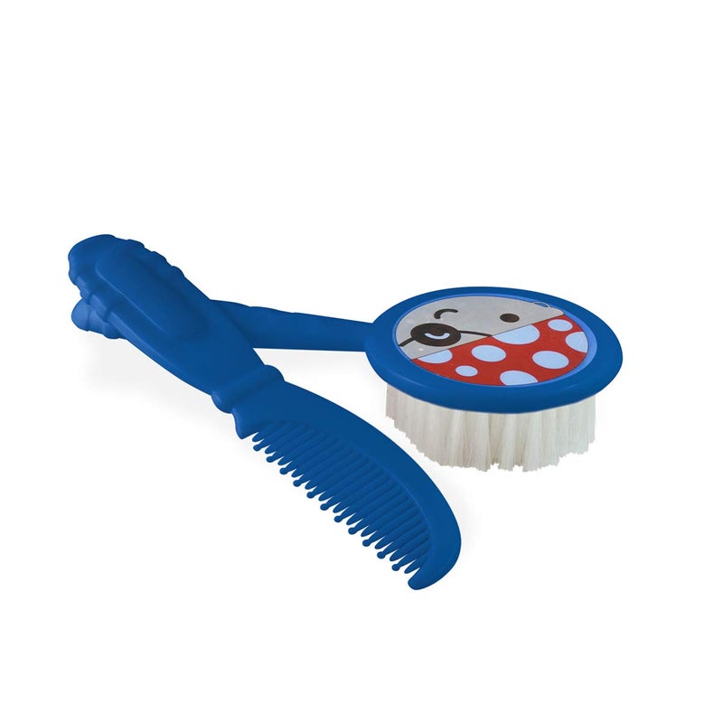 Beebaby مجموعة فرشاة ومشط بيبي بي للمواليد الجدد بشكل دائري (أزرق) - Image 1