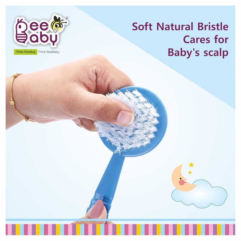 Beebaby مجموعة فرشاة ومشط بيبي بي للمواليد الجدد بشكل دائري (أزرق) - Image 4