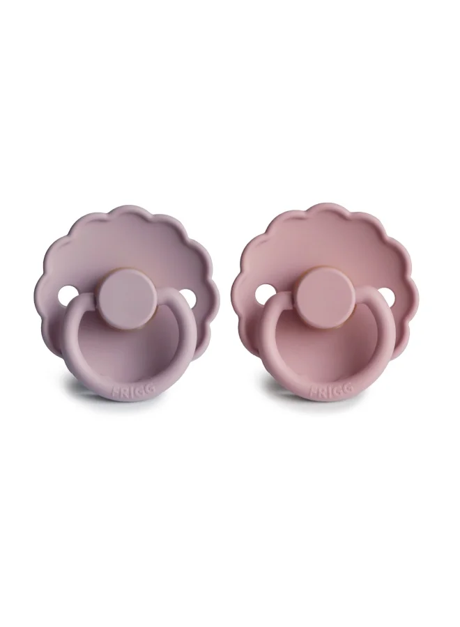 FRIGG Daisy Latex Baby Pacifier 0-6M 2-Pack Baby Pink/Soft Lilac -Size 1