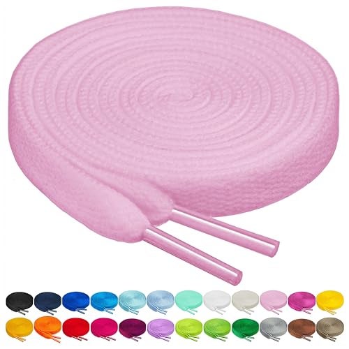 Birch Shoelaces in 27 Colors Flat 5/16" Shoe Laces in 4 Different Lengths (45.5"(115cm) L, Light Pink) - Image 5