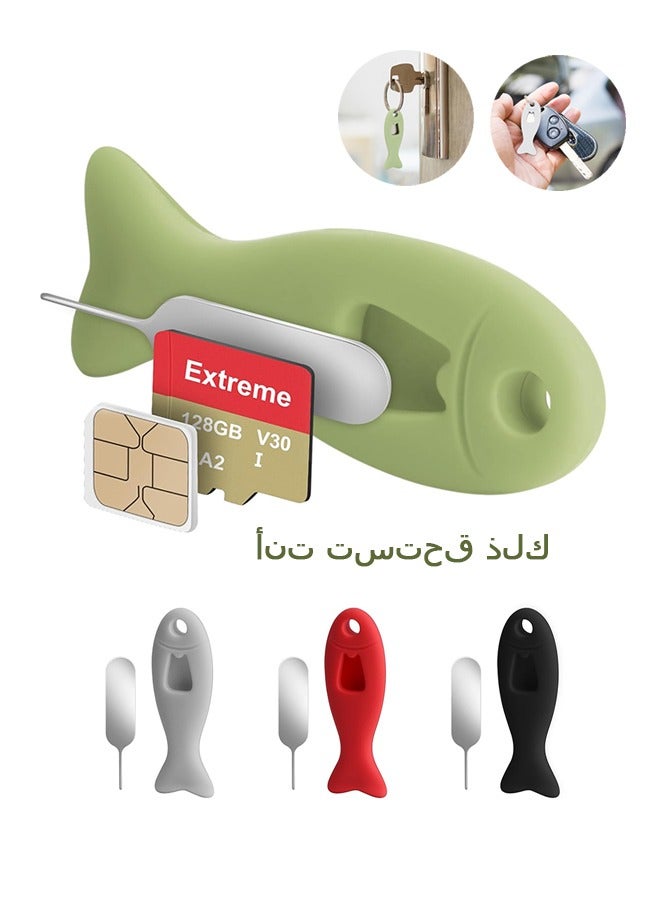 4 Pcs SIM Card Removal Tools and Card Storage, SIM Card Storage Holder with Eject Pins, Multifunction Universal Silicone Case (Colorful) - Image 1