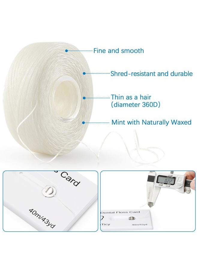 DanTicy Dental Floss Deep Clean Waxed Floss in a Credit Card with Mirror,Perfect for People with Tight & Small Gaps Between Teeth Slides Smoothly & Easily,PFAS Free | Mint Flavored,40m,3 Pack(About 131Yards) - Image 2
