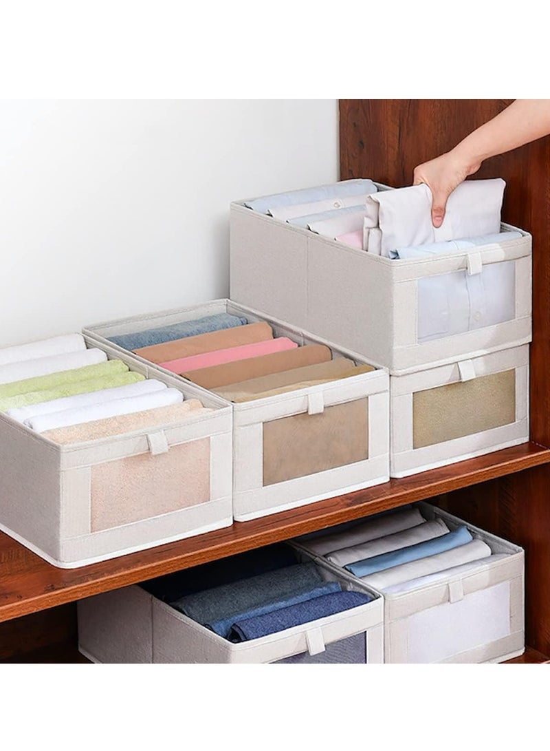 DUNISO 4-piece Wardrobe Clothes Storage Boxes, Foldable Wardrobe Drawer Storage Boxes, Jeans Storage Boxes, Washable Cabinet Storage Boxes, Rectangular Storage Boxes with Fixed Handles for Home Bedroom and Office to Store Clothes, T-shirts, Pants, Toys and Books - Image 3