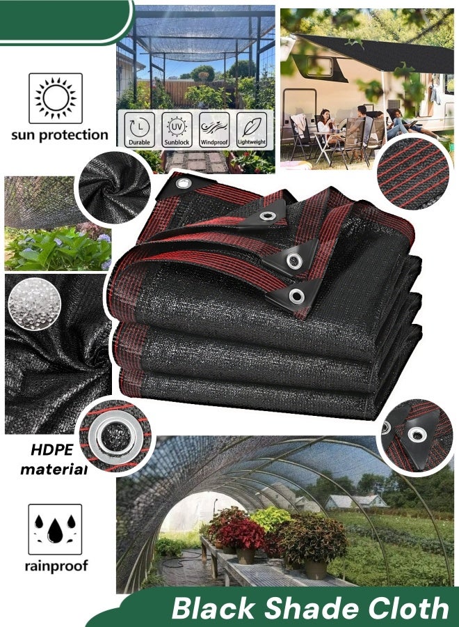 Generic Black Shade Cloth Cover Mesh with Grommets Garden Sunblock Shade Cloth Shading Net Shade Cover for Greenhouse Garden Plants Sail Net Sun Protection Fabric Mesh  - Image 1
