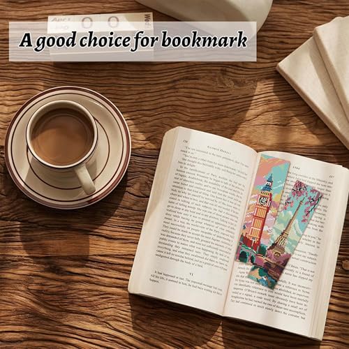 NEGEKFKX 6 Pcs Cityscape Cross Stitch Bookmark Kit for Adult Beginners,Famous Buildings Cross Stitch Kits 14 CT DIY Crossstitch Kits Adult Stamped Bookmark Embroidery Bookmarks Kit - Image 3