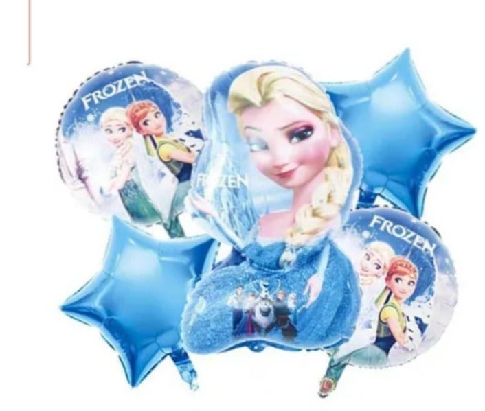 Frozen Elsa Disney Frozen Foil Balloon Decoration Set For Kids Birthday Party, Elsa Anna Character Balloons With Blue Star Balloons, 5 Pieces - Image 3