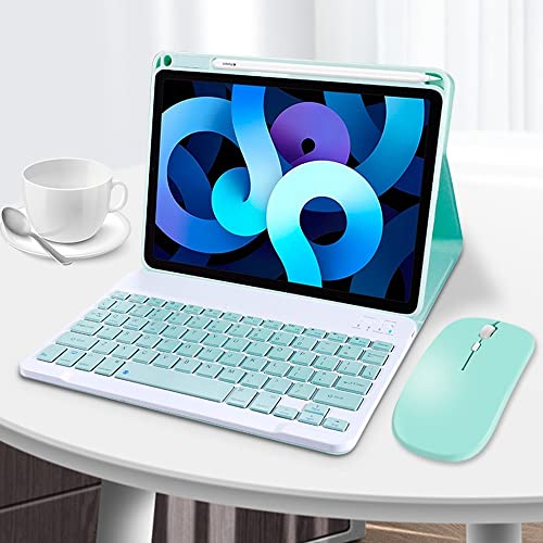 kaitesi Keyboard Case Mouse for iPad Air 11 inch (M3/M2)/ Air 5th 4th Generation 10.9"/ iPad Pro 11 4th/3rd/2nd/1st Gen Case with Magnetic Detachable Color Keyboard (Mint Green) - Image 1