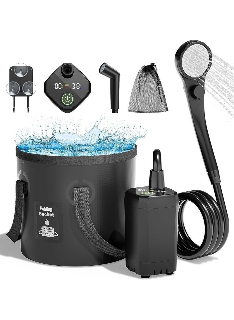 120W Portable Pressure Shower - 6000mAh Rechargeable Outdoor Camping Shower with 2M Hose, 4 Modes for Beach, Car Wash & Hiking (IPX7 Waterproof) ﻿ - Image 1