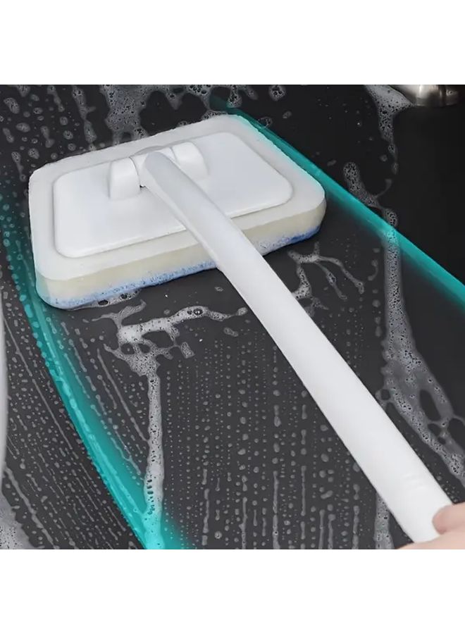 White Multipurpose Bathroom Cleaning Brush Set with Detachable Sponge - Image 4