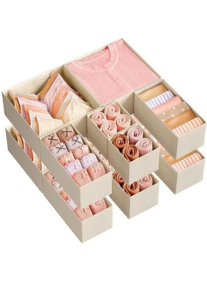 Fabric Storage Boxes Set Of 24 Summer Sand Foldable Drawer Organizers For Socks Underwear Bras Ties And Scarves - Image 1