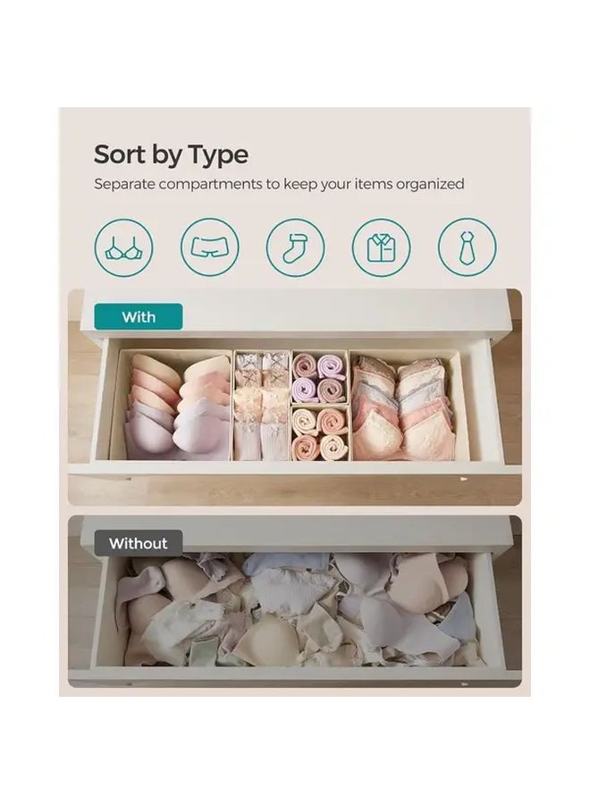 Fabric Storage Boxes Set Of 24 Summer Sand Foldable Drawer Organizers For Socks Underwear Bras Ties And Scarves - Image 4