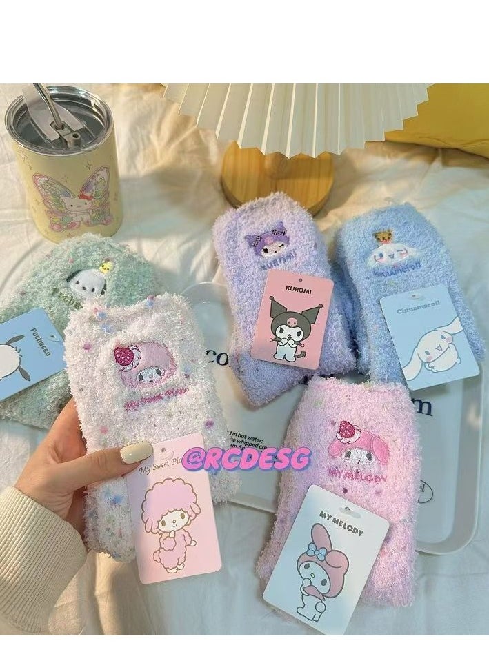 Generic 5 pairs of Japanese Kuromi Hello Kitty cartoon children's socks  - Image 2