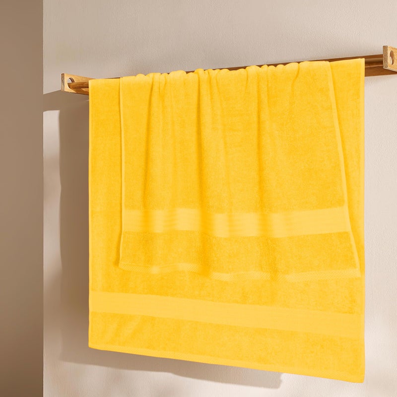 GLAMBURG Premium Cotton 4 Pack Bath Towel Set - 100% Pure Cotton - 4 Bath Towels 27x54 - Ideal for Everyday use - Ultra Soft & Highly Absorbent - Mustard Yellow - Image 3