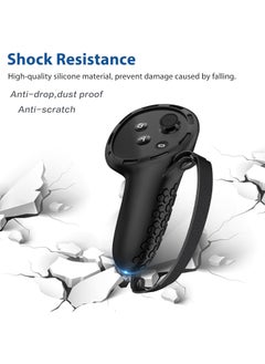 VKL Controller Grips for Oculus Quest 3,Comfortable PU Leather Silicone Cover with Controller Hand Straps, 2Pcs Joystick Protection,Precise Hole Positions for Meta Quest 3 Accessories (Black)  - Image 4
