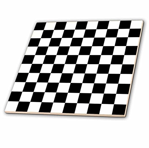 3dRose ct_78204_2 Checkerboard Pattern Ceramic Tile, 6-Inch, Black/White - Image 3