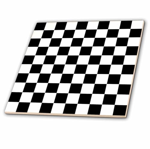 3dRose ct_78204_2 Checkerboard Pattern Ceramic Tile, 6-Inch, Black/White - Image 1