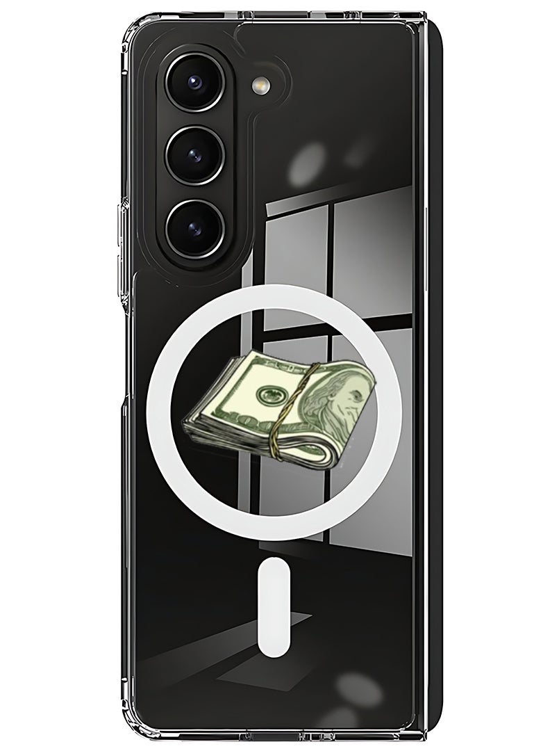 Theodor Magnetic Case for Samsung Galaxy Z Fold 5 Compatible with MagSafe Wireless Charging, Shockproof Phone Bumper Cover Cash Sticker - Image 1