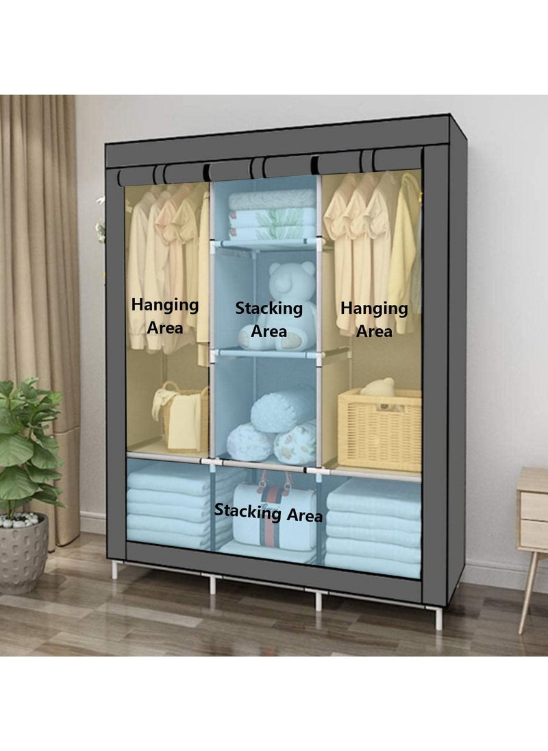 Canvas Portable Wardrobe, Free Standing Clothes Storage Organizer, Canvas Bedroom Wardrobe Cupboard Clothes Hanging Rail Storage Shelves - pzsku/Z3AC1B283928F8D46D46AZ/45/_/1736401884/9f7dcf0c-4da9-4674-bc8e-80e85a59a46a