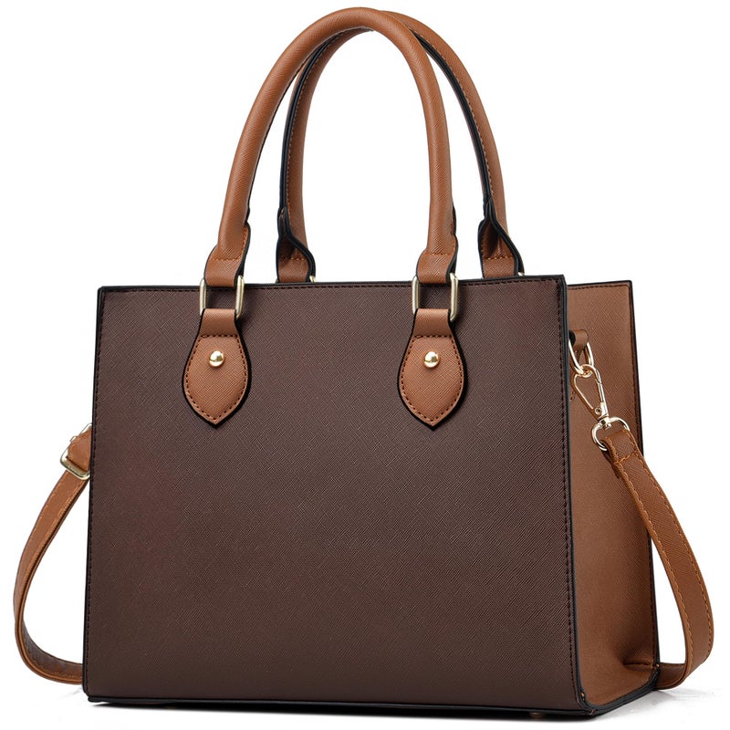 CHICAROUSAL Crossbody Purses and Handbags for Women PU Leather Tote Top Handle Satchel Shoulder Bags (Dark Brown -BR) - Image 1