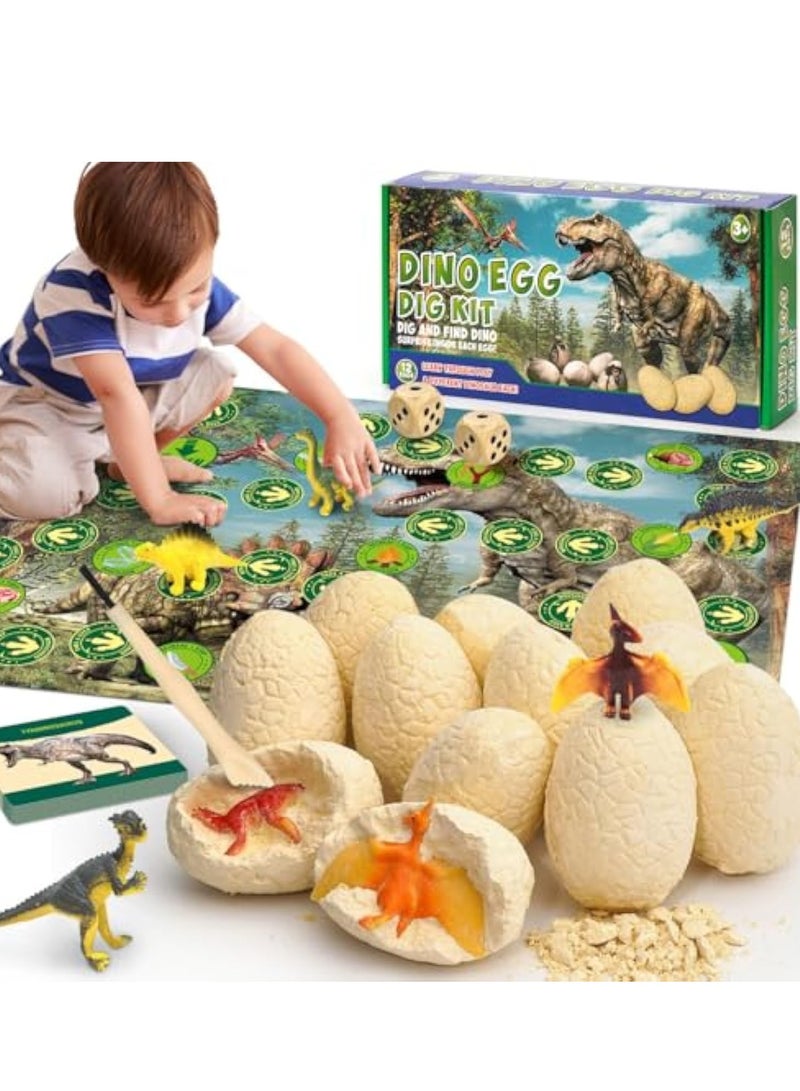 KASTWAVE Dinosaur Eggs Dig Kit, Science STEM Toys, 12 Dino Excavation Egg Toys with Playmat, for Kids 5-7, Educational Boy Toy Party Gifts for Boys & Girls Ages - Image 1