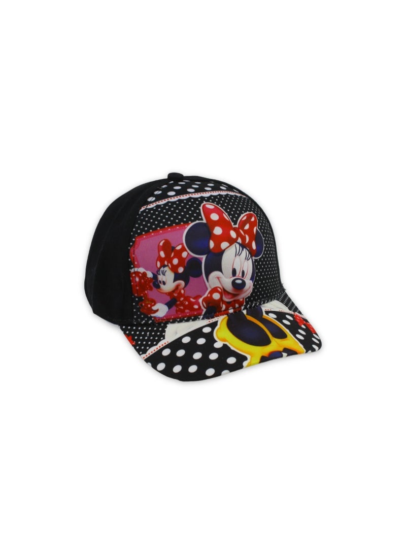 Girls Cap – Black with Minnie Mouse Print - Image 1