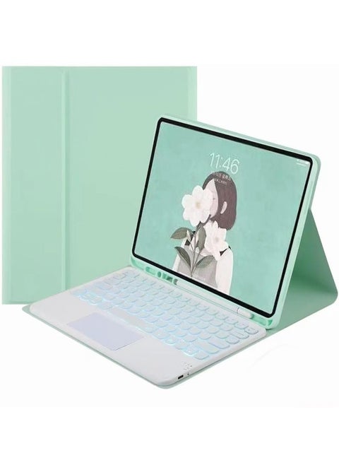 Arabic and English Keyboard Case Compatible with Samsung Galaxy Tab S9 FE Plus 2023 12.4 inch with Pen Holder,7 Color Backlit Keyboard with Touchpad,PU Stand Cover for Tablet