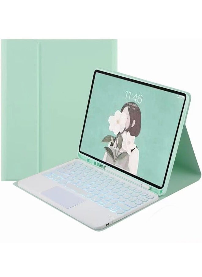 Arabic and English Keyboard Case Compatible with Samsung Galaxy Tab S9 FE Plus 2023 12.4 inch with Pen Holder,7 Color Backlit Keyboard with Touchpad,PU Stand Cover for Tablet