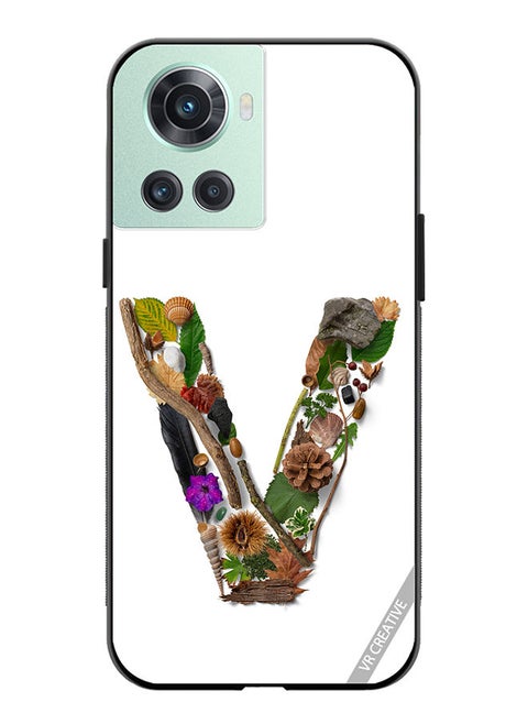 Protective Case Cover For OnePlus 10R Alphabet V Design Multicolour