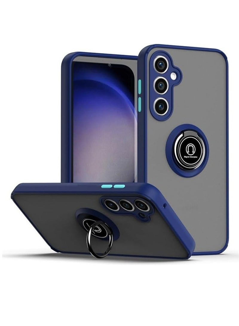 ELTRAZONE ELTRAZONE -- Case Compatible with Samsung Galaxy M52 Full Body Protective Case with 360° Magnetic Ring Kickstand for Car Anti-Fingerprint Shockproof Protective Case - BLUE - Image 1